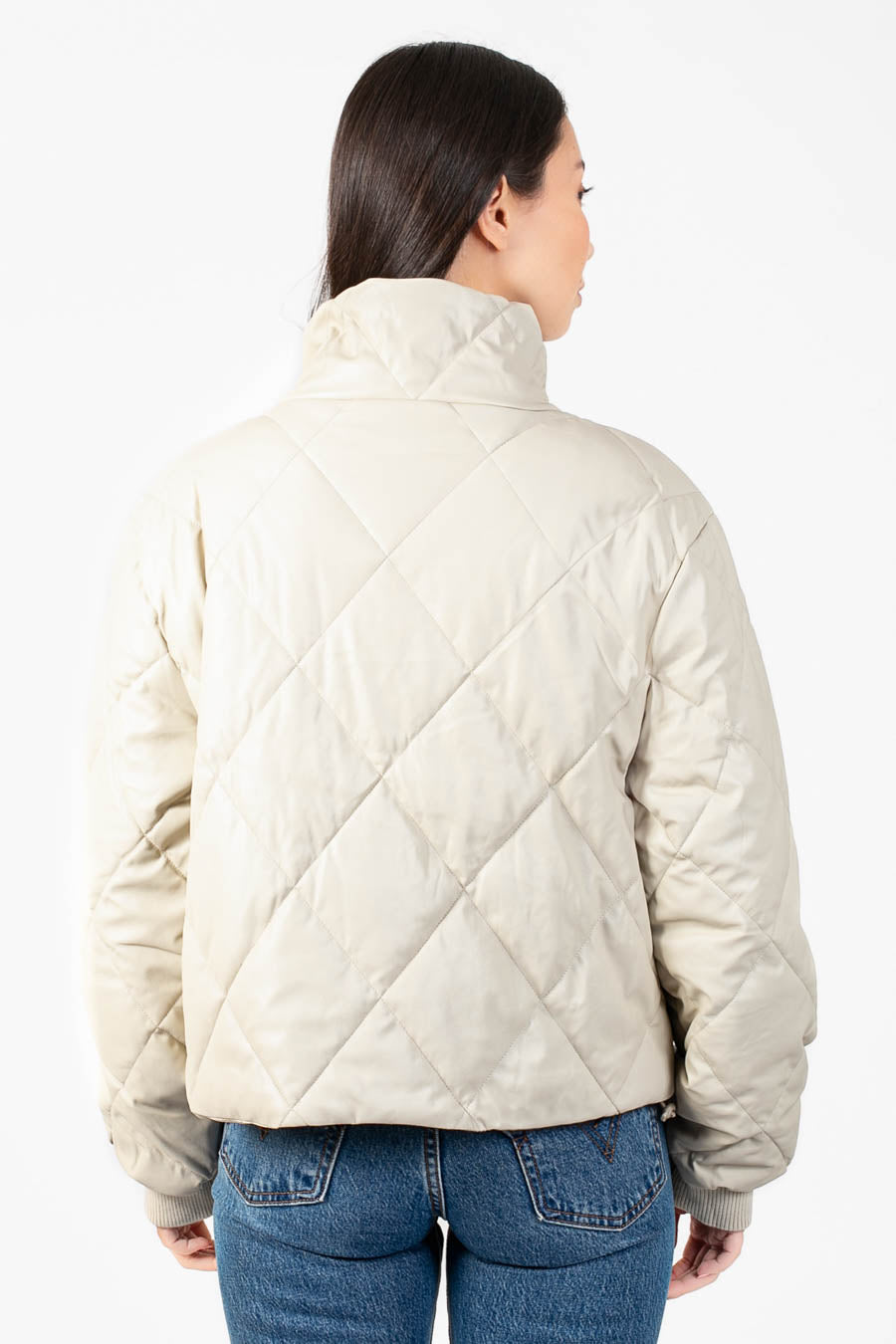 Raven Quilted Faux Leather Jacket - honey
