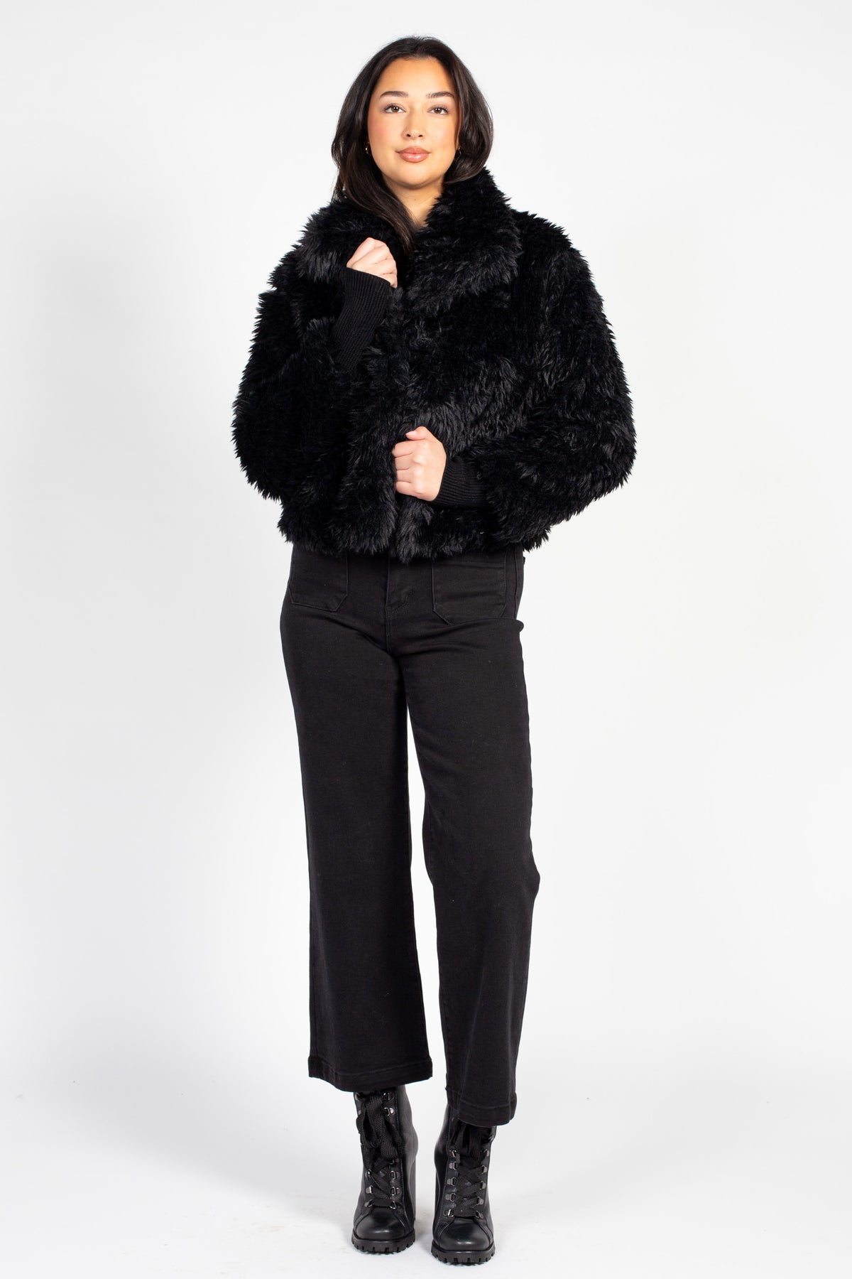 Iryna Collared Faux Fur Shaggy Jacket