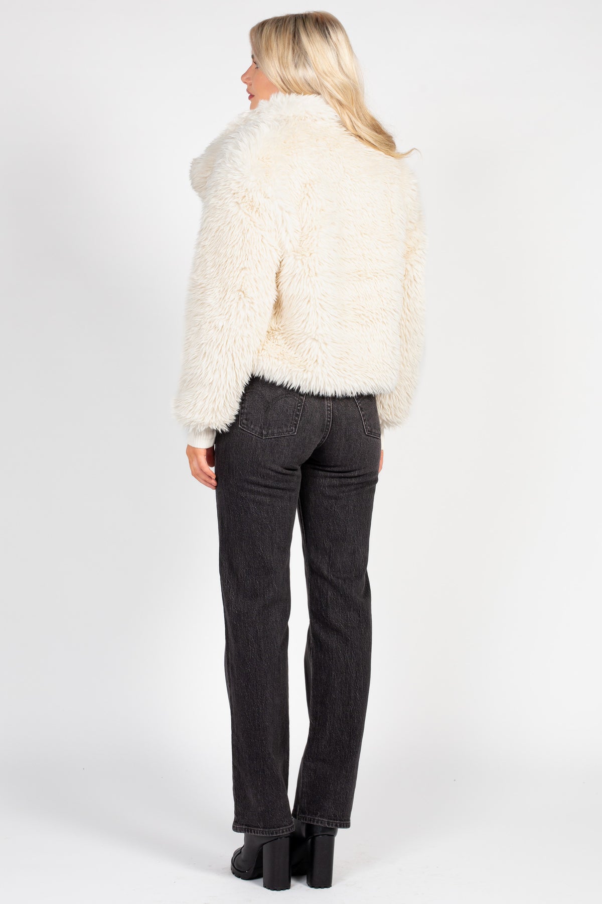 Iryna Collared Faux Fur Shaggy Jacket