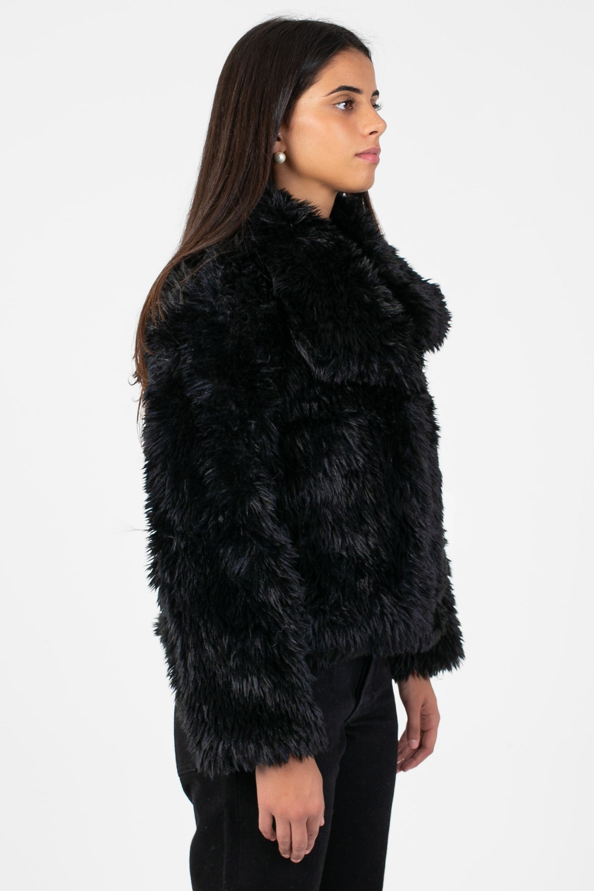 Iryna Collared Faux Fur Shaggy Jacket - honey