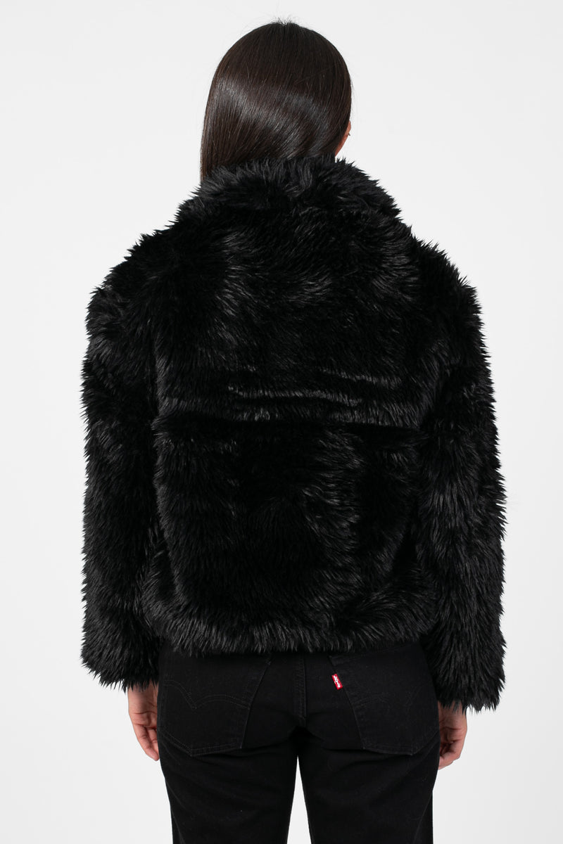 Iryna Collared Faux Fur Shaggy Jacket - honey