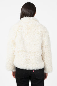 Iryna Collared Faux Fur Shaggy Jacket - honey