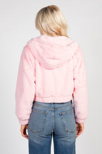 Alethea Hooded Faux Fur Bomber Jacket