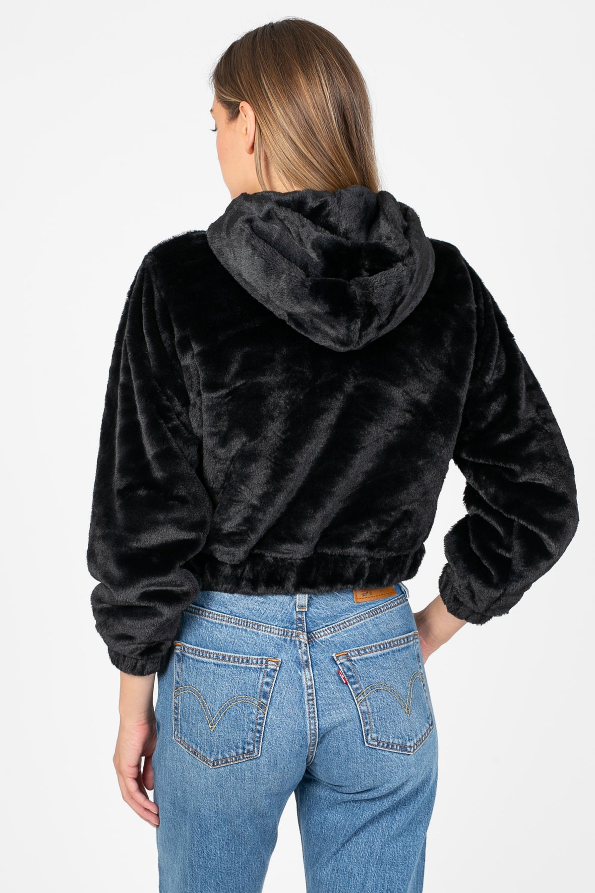 Alethea Hooded Faux Fur Bomber Jacket - honey