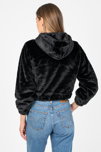 Alethea Hooded Faux Fur Bomber Jacket - honey