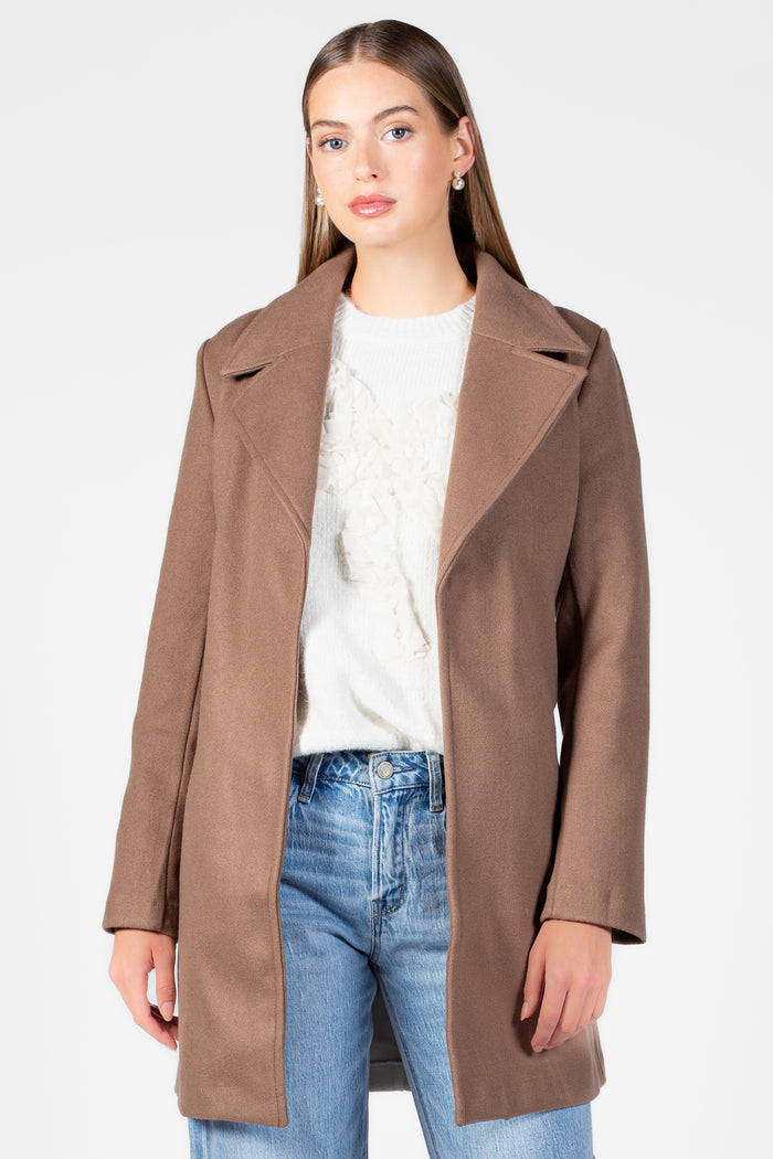 Lennon Collared Tie Waist Coat - honey