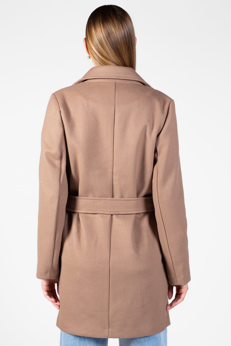 Lennon Collared Tie Waist Coat - honey