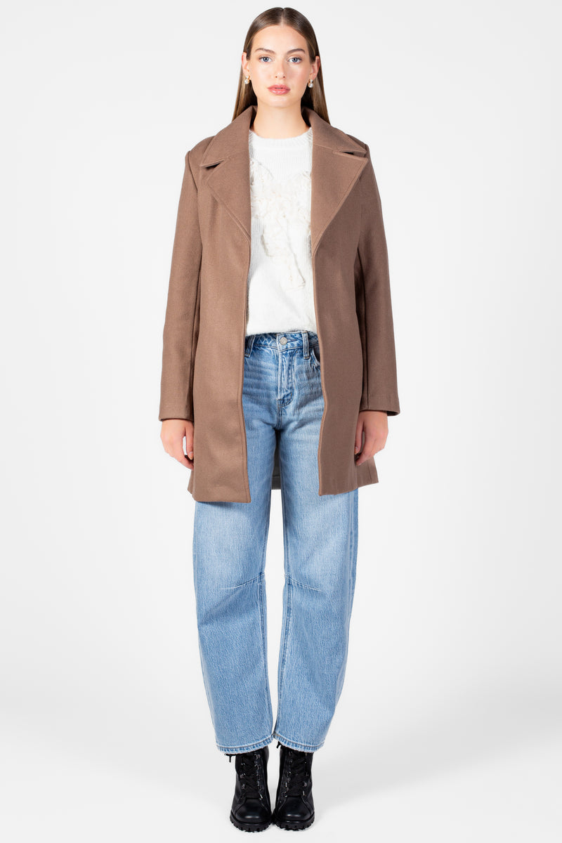 Lennon Collared Tie Waist Coat - honey