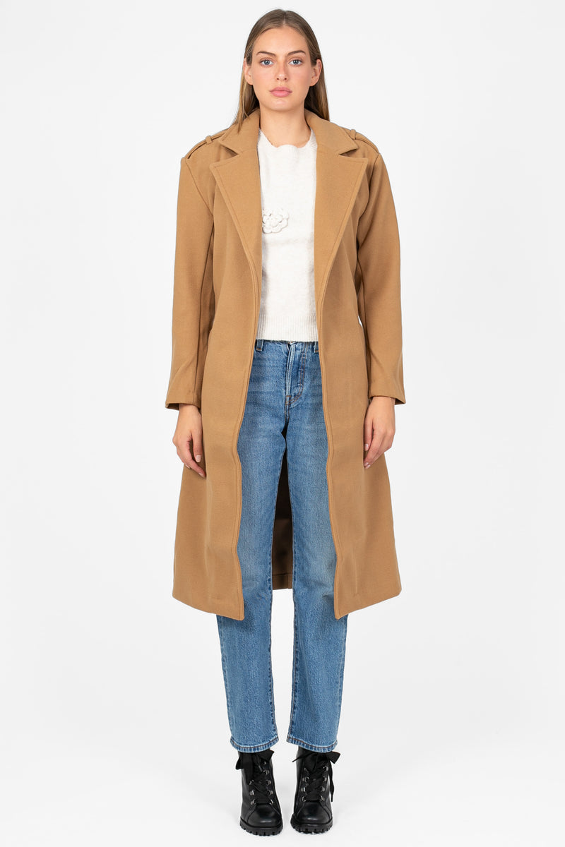 Verona Collared Trench Coat - honey
