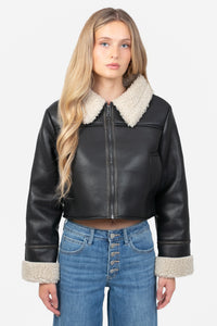 Ayla Sherpa Lined Leather Jacket