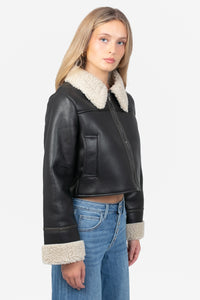 Ayla Sherpa Lined Leather Jacket