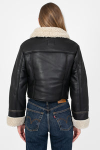 Ayla Sherpa Lined Leather Jacket - honey