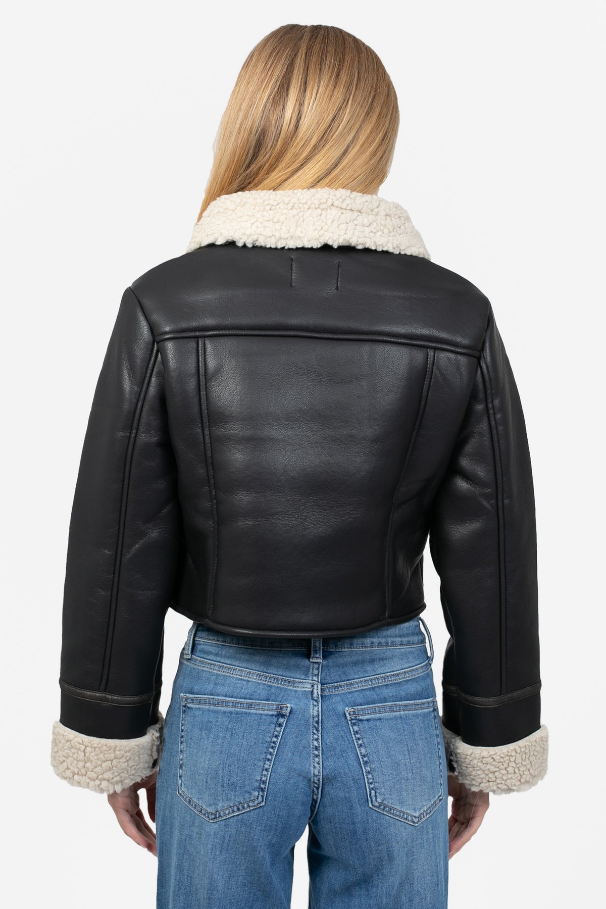 Ayla Sherpa Lined Leather Jacket