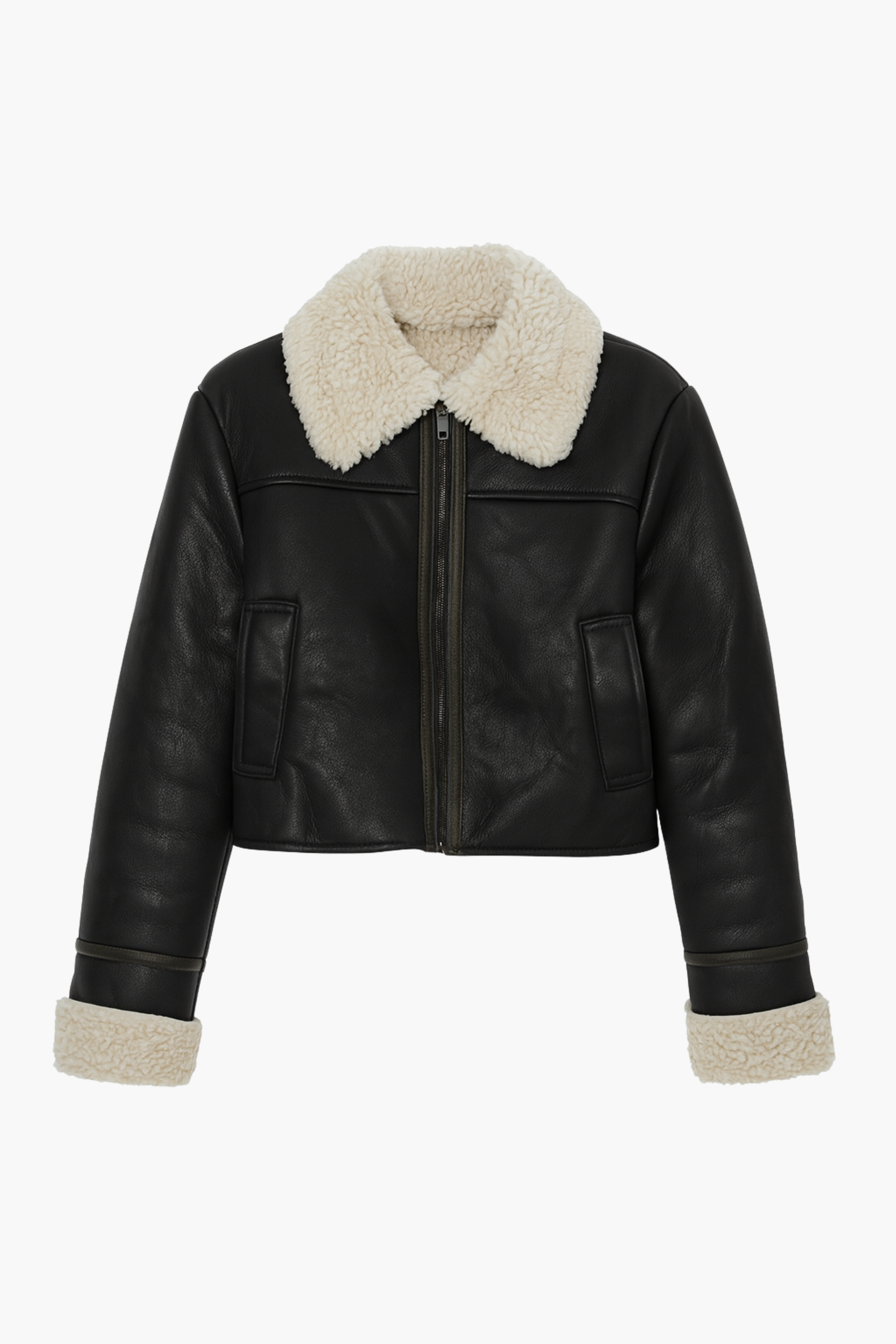 Ayla Sherpa Lined Leather Jacket