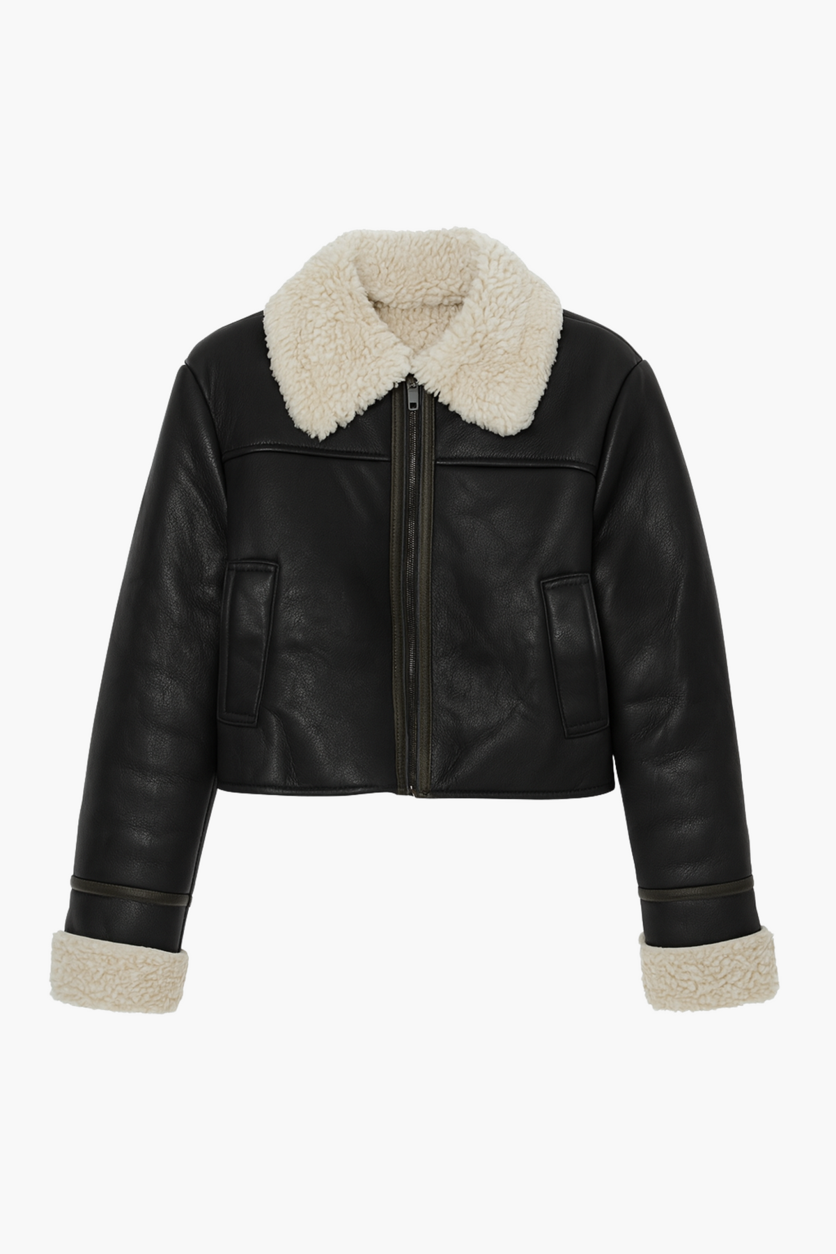 Ayla Sherpa Lined Leather Jacket - honey