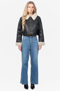 Ayla Sherpa Lined Leather Jacket