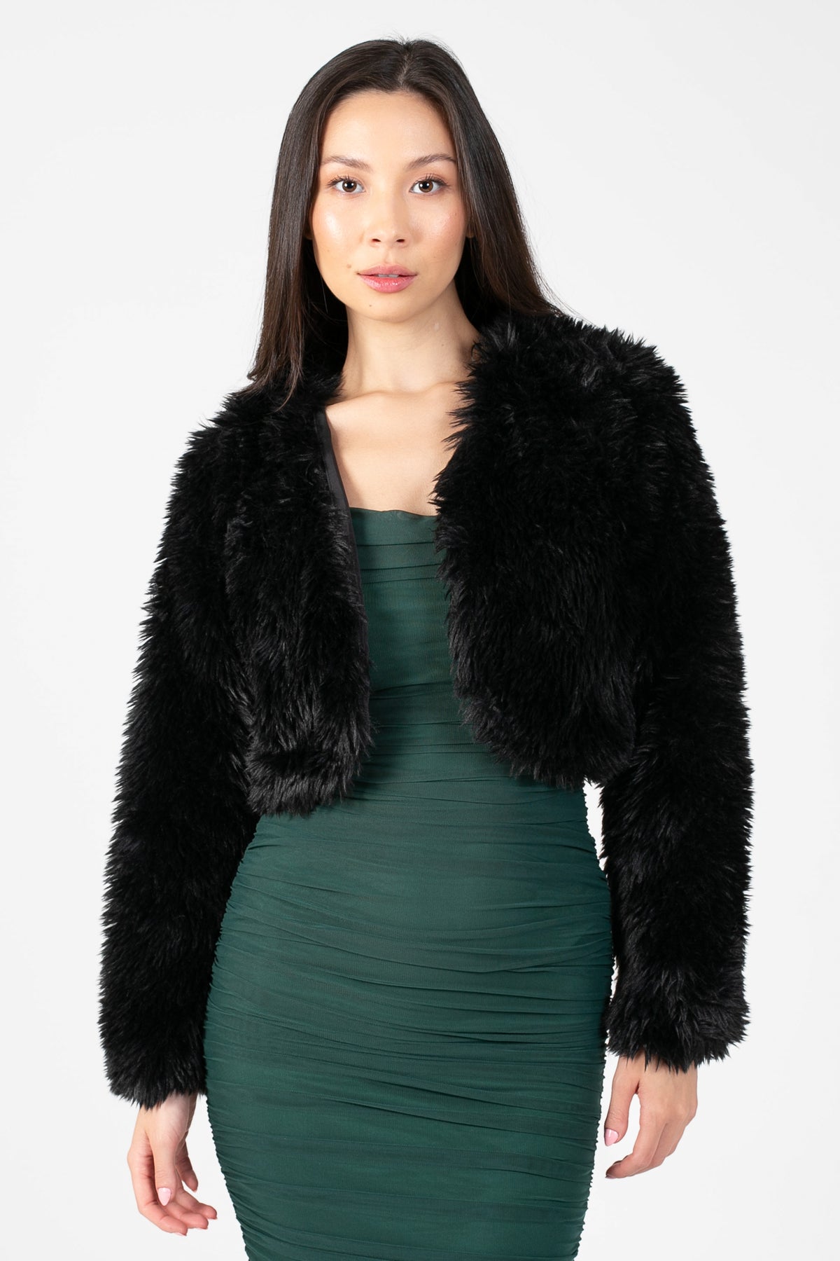 Cadence Fuzzy Crop Jacket - honey