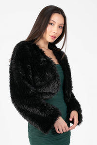 Cadence Fuzzy Crop Jacket - honey