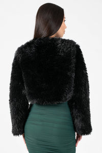 Cadence Fuzzy Crop Jacket - honey