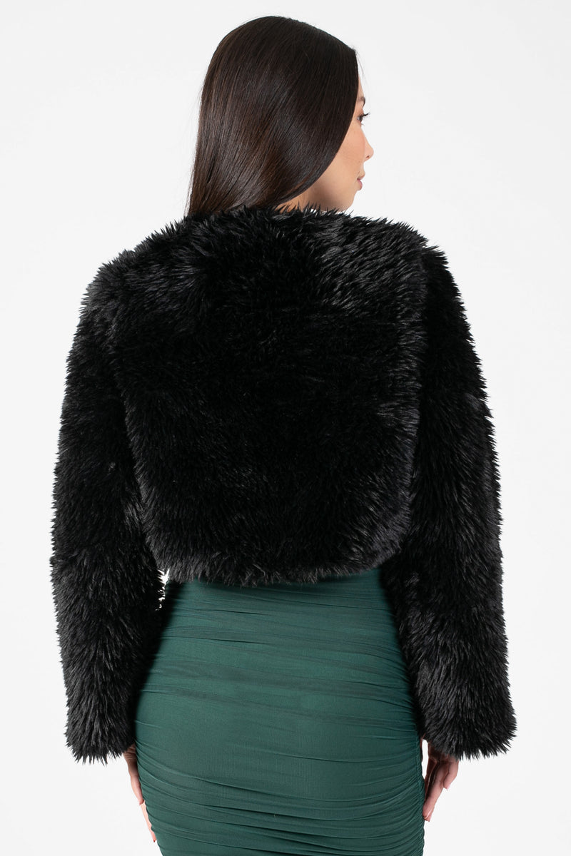 Cadence Fuzzy Crop Jacket - honey