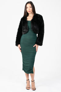 Cadence Fuzzy Crop Jacket - honey