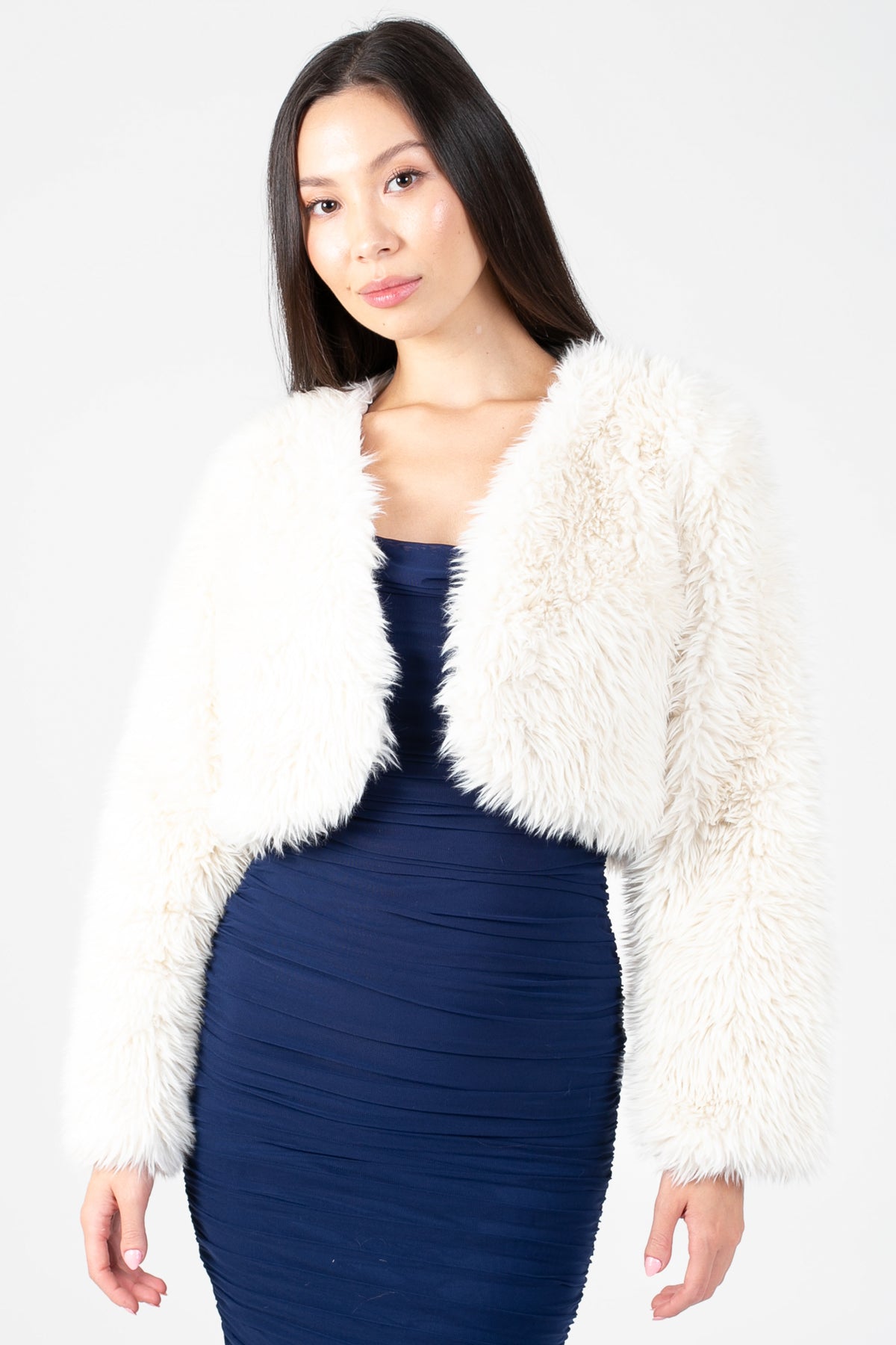 Cadence Fuzzy Crop Jacket - honey