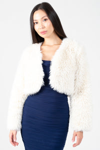Cadence Fuzzy Crop Jacket - honey