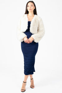Cadence Fuzzy Crop Jacket - honey