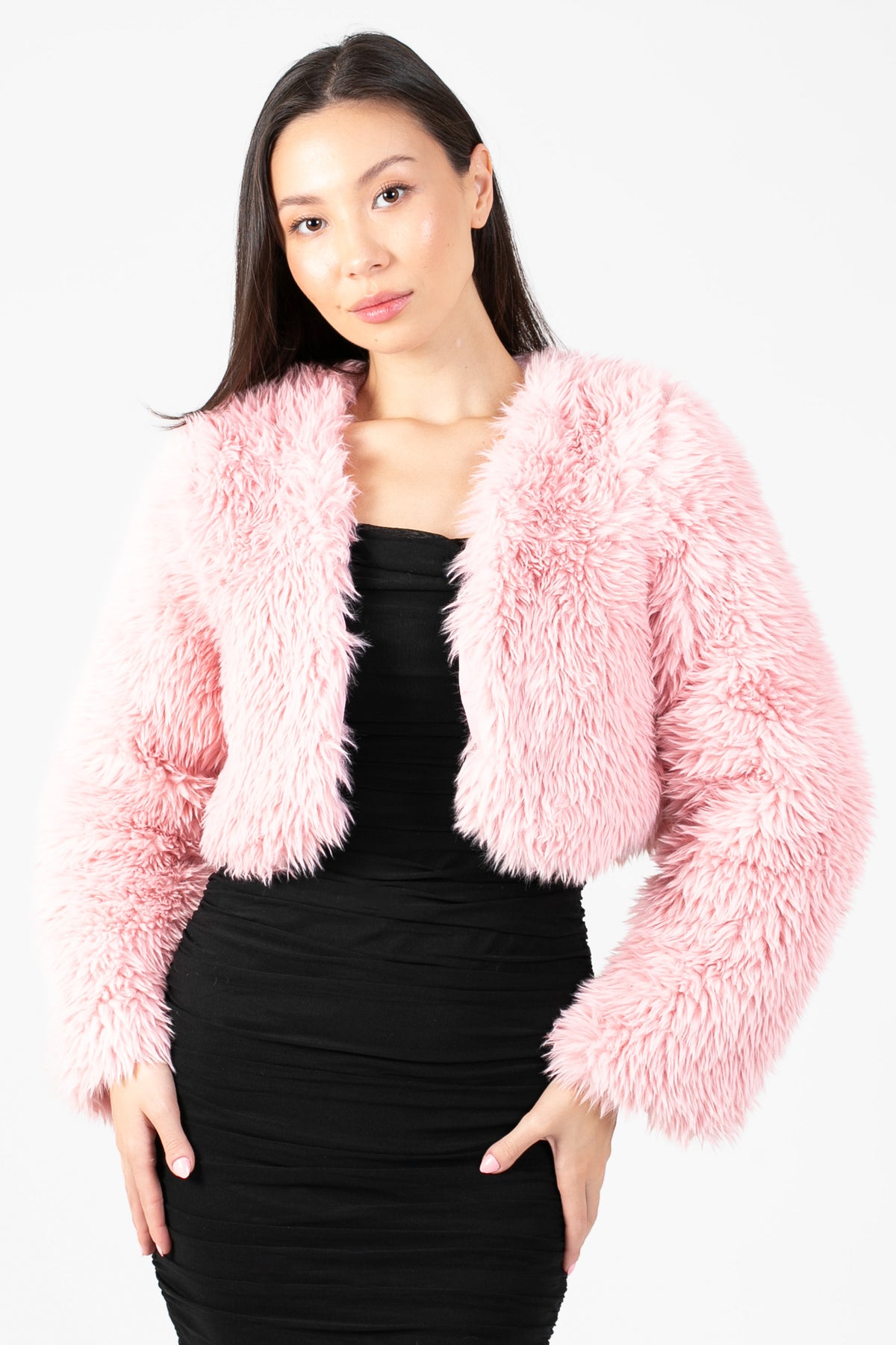 Cadence Fuzzy Crop Jacket - honey