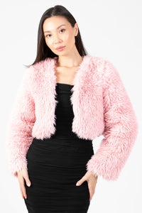 Cadence Fuzzy Crop Jacket - honey