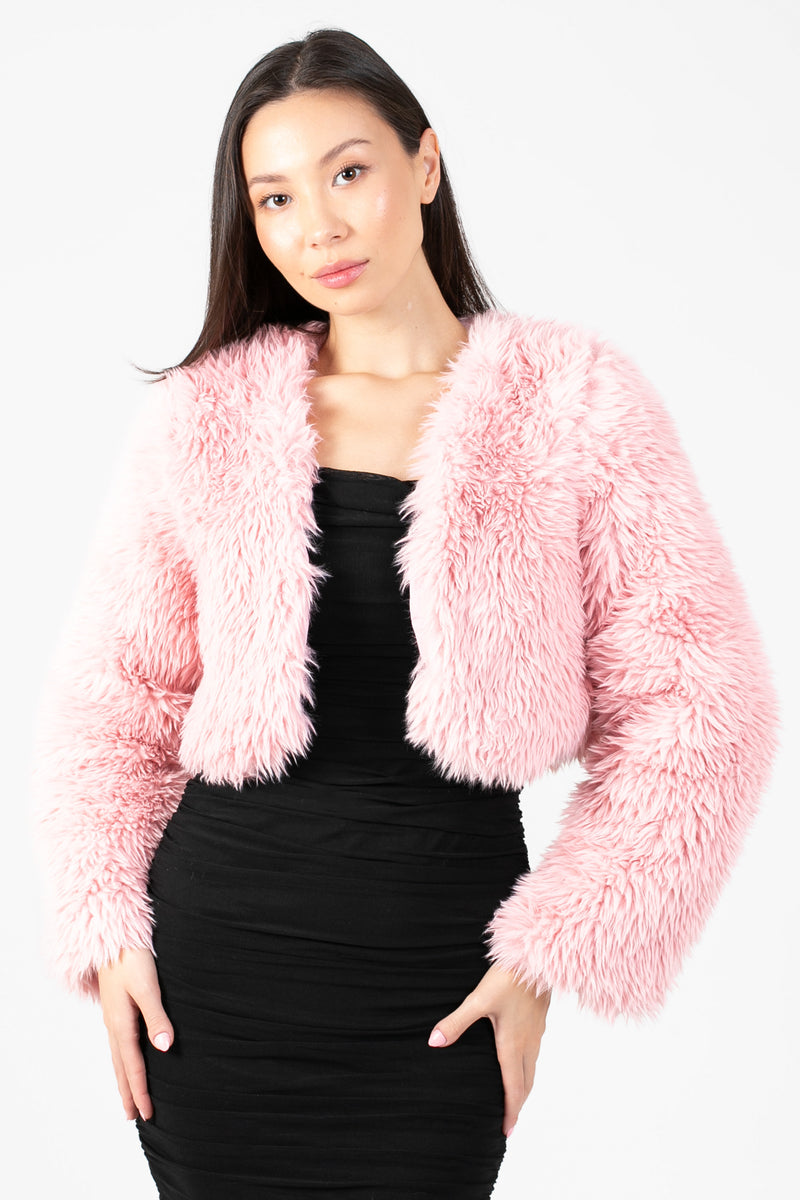 Cadence Fuzzy Crop Jacket - honey