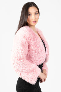 Cadence Fuzzy Crop Jacket - honey