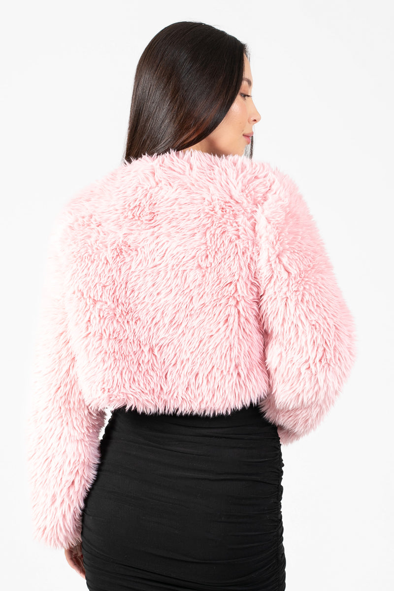Cadence Fuzzy Crop Jacket - honey
