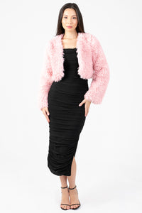 Cadence Fuzzy Crop Jacket - honey