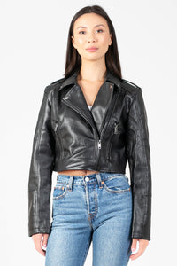 The Icon Moto Cropped Jacket - honey