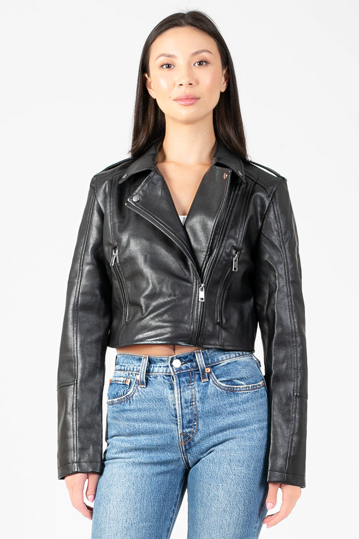 The Icon Moto Cropped Jacket - honey