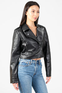 The Icon Moto Cropped Jacket - honey