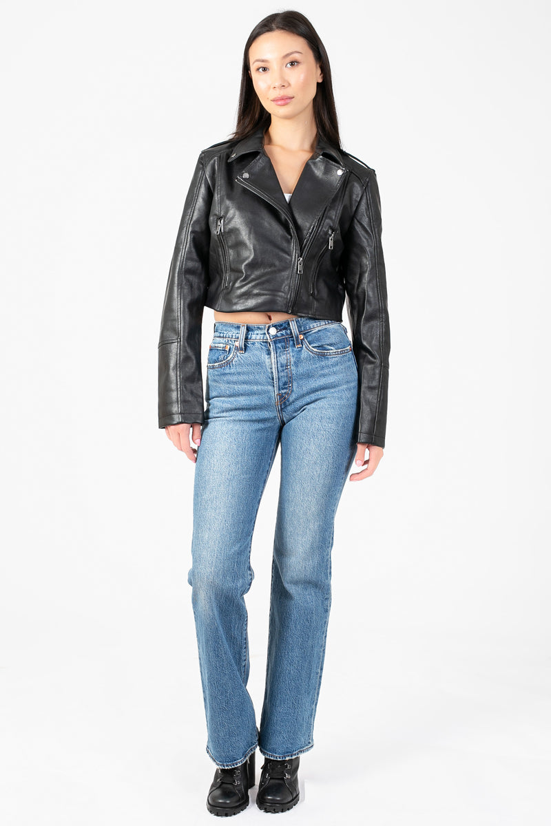 The Icon Moto Cropped Jacket - honey