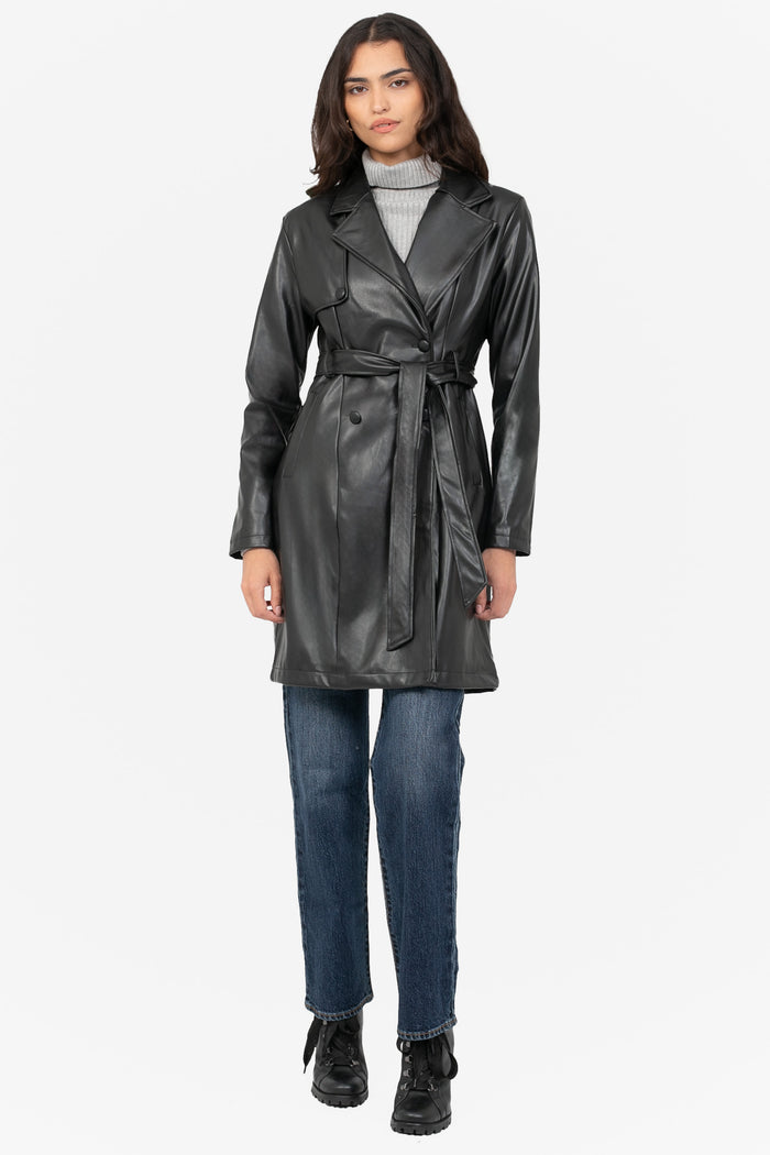 Solange Vegan Leather Trench Coat
