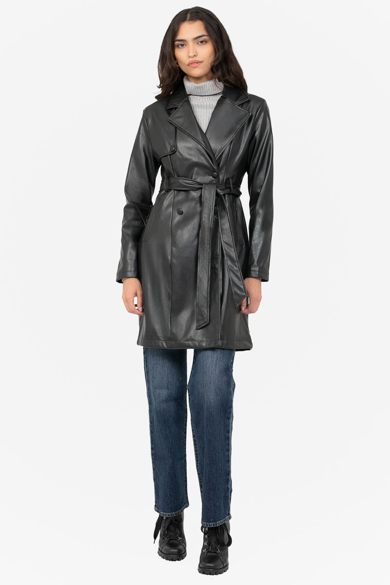 Solange Vegan Leather Trench Coat