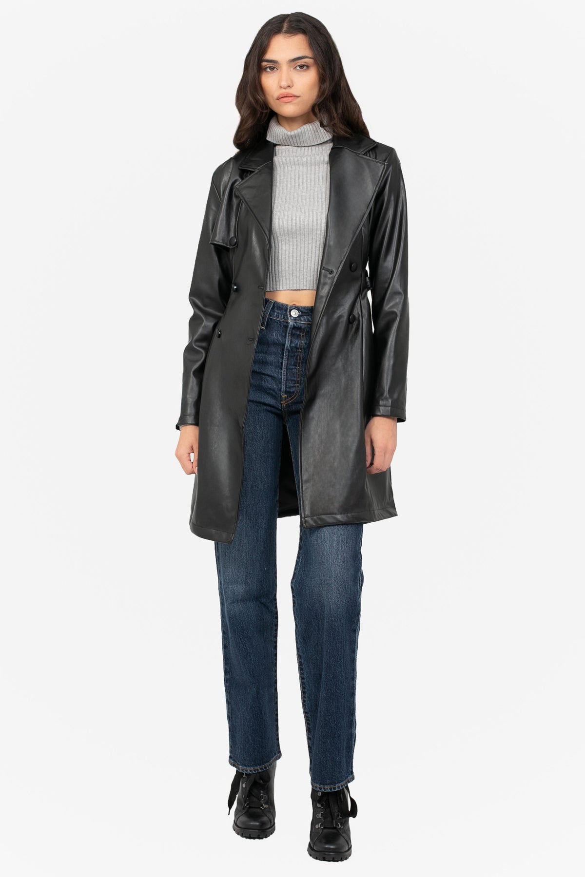 Solange Vegan Leather Trench Coat