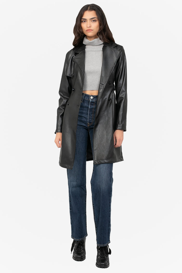 Solange Vegan Leather Trench Coat