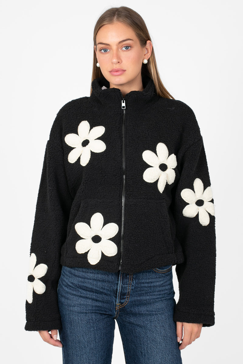 Mireyna Floral Fleece Jacket - honey