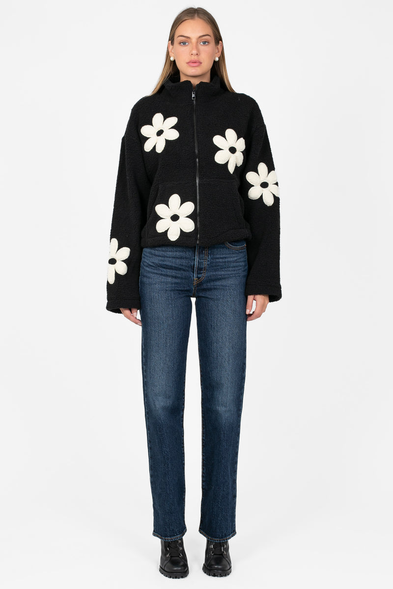 Mireyna Floral Fleece Jacket - honey