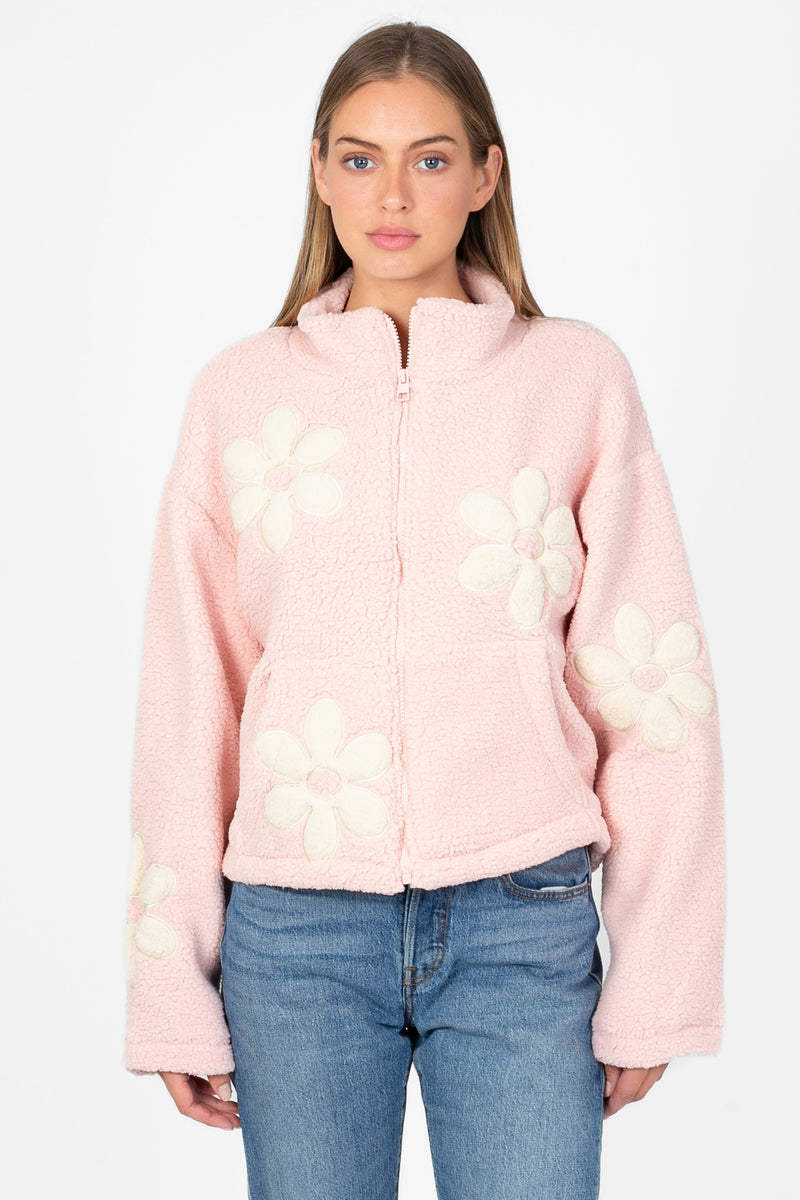 Mireyna Floral Fleece Jacket - honey