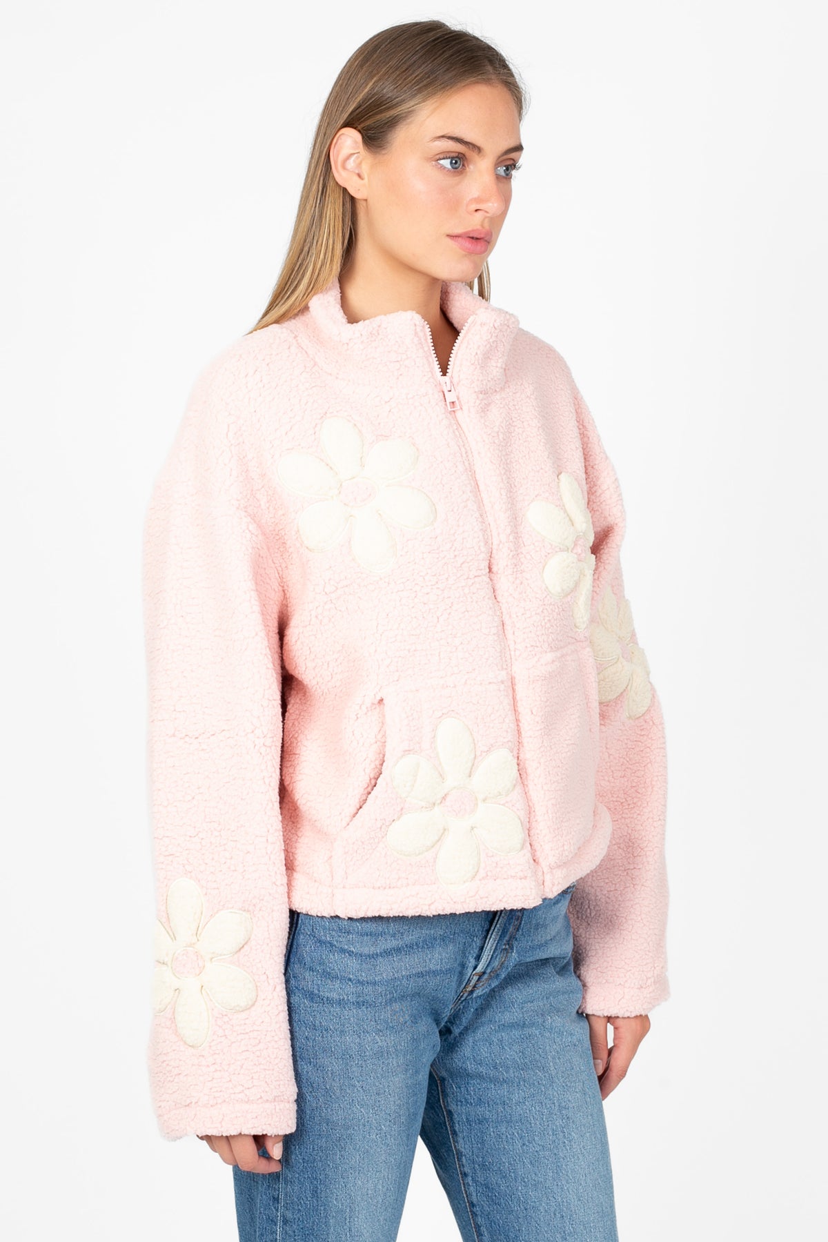 Mireyna Floral Fleece Jacket - honey