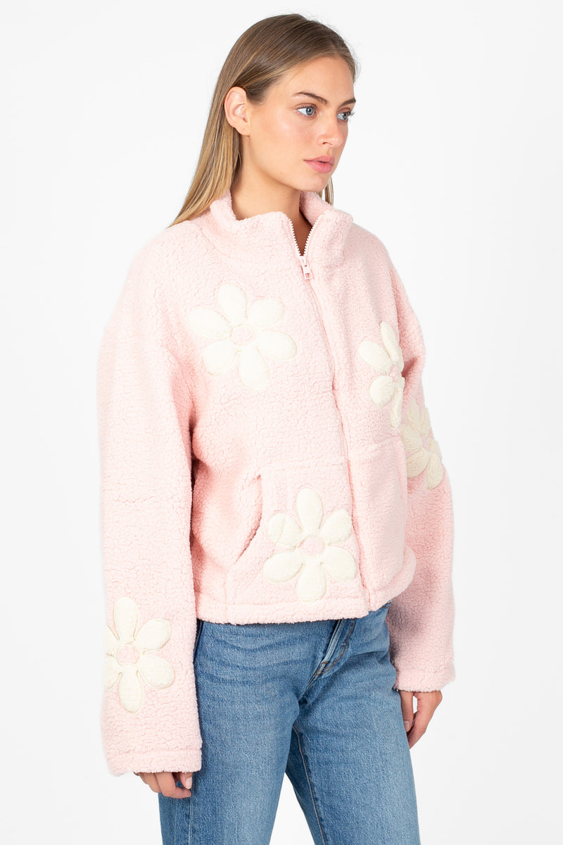 Mireyna Floral Fleece Jacket - honey