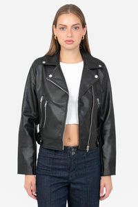 Locket Vegan Leather Crop Moto Jacket