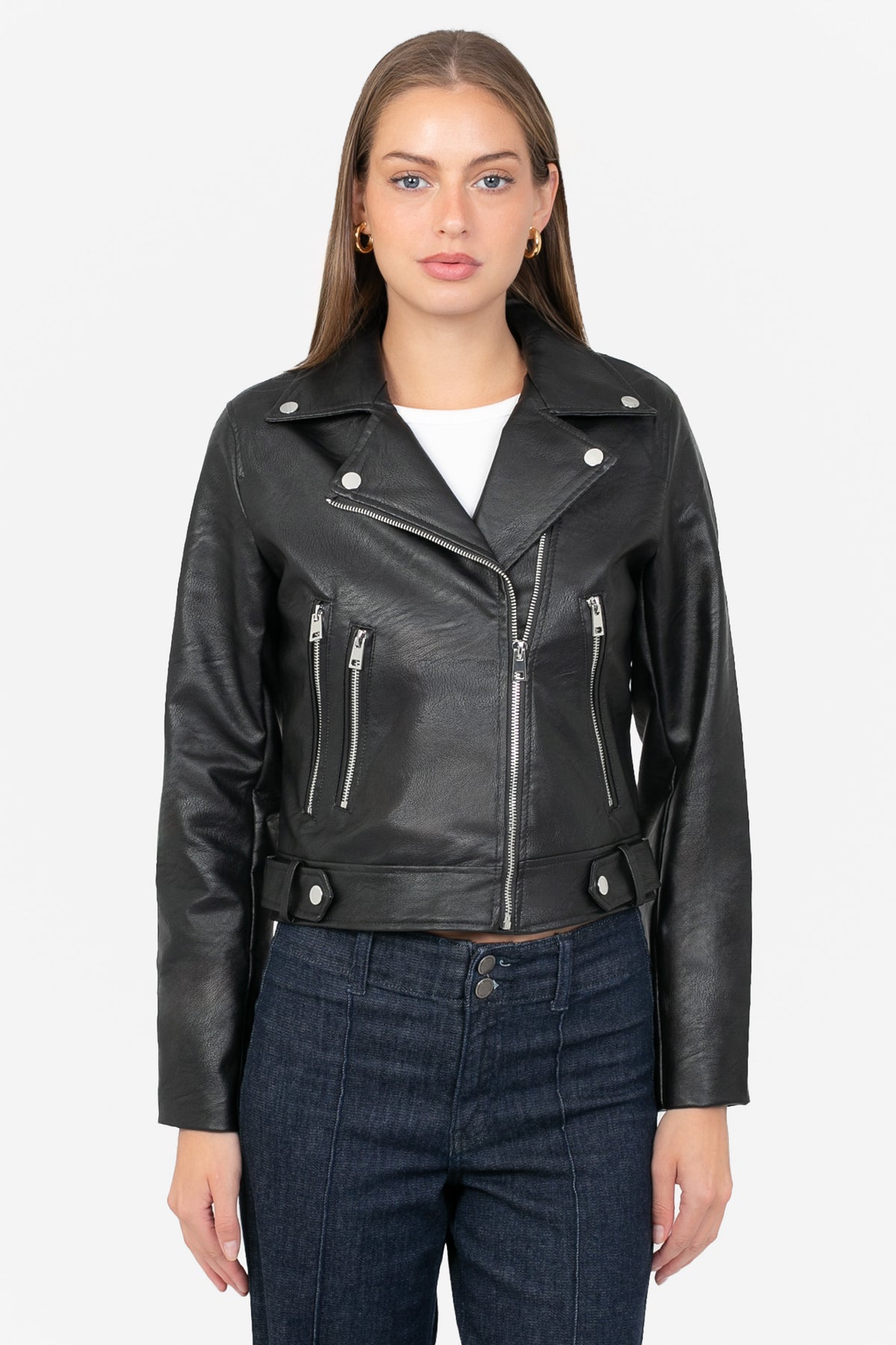 Locket Vegan Leather Crop Moto Jacket