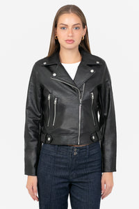 Locket Vegan Leather Crop Moto Jacket
